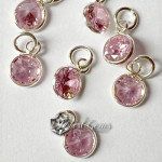 Charm  (mic pandantiv) din Argint 925 -Contur din Argint-Cubic Roz-5mm -1buc
