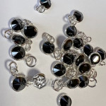 Charm  (mic pandantiv) din Argint 925 -Contur din Argint-Cubic Zirconia Neagra-5mm -1buc