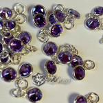 Charm  (mic pandantiv) din Argint 925 -Contur din Argint-Cubic Zirconia Mov-5mm -1buc