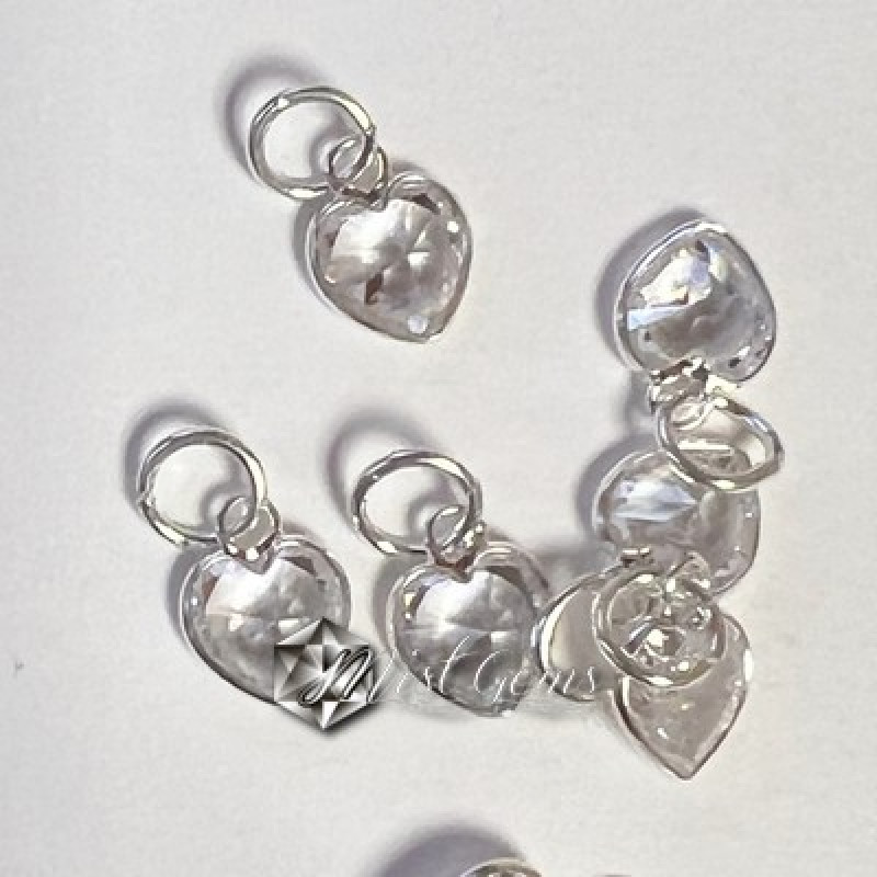 Charm  (mic pandantiv) din Argint 925 -Contur Inima din Argint-Cubic Zirconia Champagne-7mm -1buc