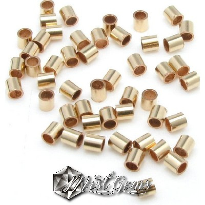 Crimpi Tubulari din Aur 585-14K-2X1mm-1buc