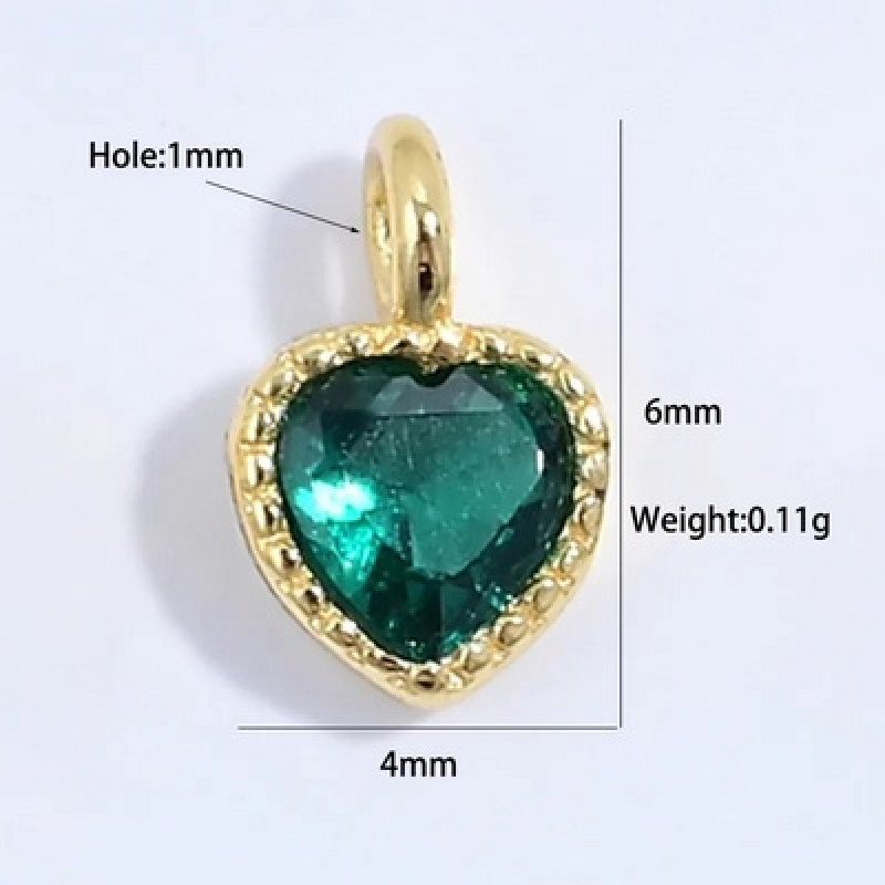 Charm  (mic pandantiv) din Argint 925 -Inima cu Cubic Zirconia Transparenta-4mm -1buc