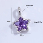 Charm (pandantiv mic) din Argint 925,placat cu aur 18k -Stea cu Cubic Zirconia Rosie-4.3mm -1buc