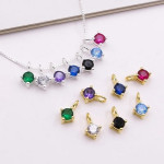 Charm (mic pandantiv) din Argint 925 -Caseta cu Cubic Zirconia Albastra-4.8mm -1buc