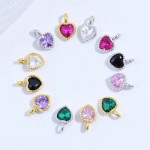 Charm  (pandantiv mic) din Argint 925,placat cu aur 18k -Inima cu Cubic Zirconia Mov-4mm -1buc