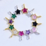Charm (pandantiv mic) din Argint 925,placat cu aur 18k -Stea cu Cubic Zirconia Rosie-4.3mm -1buc