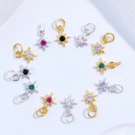 Charm  (mic pandantiv) din Argint 925 Placat cu Aur 18k-"Roza Vanturilor" cu Cubic Zirconia Lila-6mm -1buc