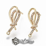 Baza confectionat cercei din alama ,cu Cubic Zirconia,placati cu aur si ac din argint