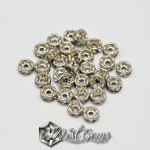 Rondele Distantiere Argintiu-Platina cu Strasuri 4mm-10 buc