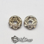 Rondele Distantiere Argintiu-Platina cu Strasuri 4mm-10 buc