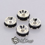 Rondele Distantiere Argintii cu Strasuri Negre 6mm-10 buc