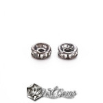 Rondele Distantiere Argintii (Gunmetal) cu Strasuri Transparente 6mm-20 buc