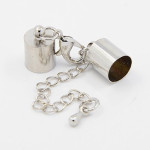Set Inchizatoare Argintie din Metale Comune, Lobster cu Terminatii  pentru Snur 7.5mm cu Lant Extensie