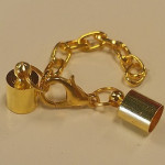 Set Inchizatoare Aurie din Metale Comune, Lobster cu Terminatii  pentru Snur 7.5mm cu Lant Extensie