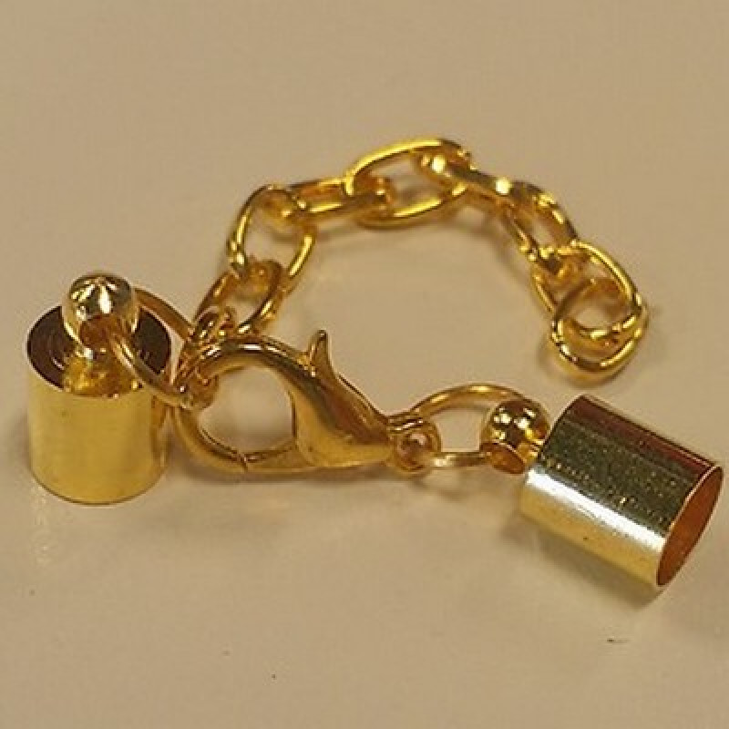 Set Inchizatoare Aurie din Metale Comune, Lobster cu Terminatii  pentru Snur 7.5mm cu Lant Extensie