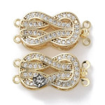 Inchizatoare multisir din alama,placata cu aur 18k si cubic zirconia transparent-22x10mm
