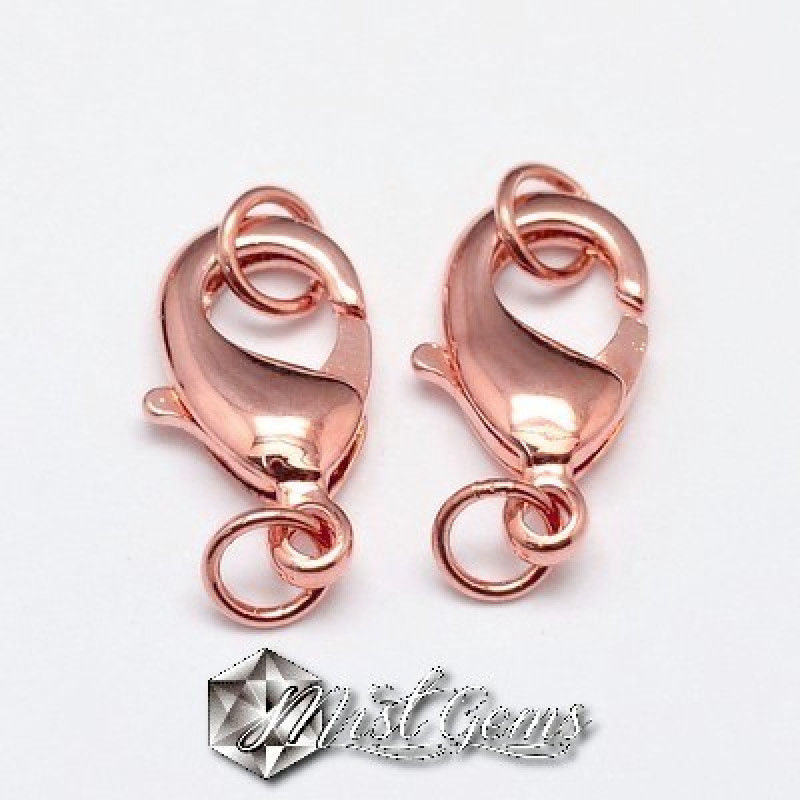 Inchizatoare Lobster din Alama cu Za de Prindere,culoare Aur Roz  12x7X3mm