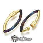 Inchizatoare statement cu filet din alama,placata cu aur 18k si cubic zirconia multicolor-"Ochi de Cal"