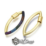 Inchizatoare statement cu filet din alama,placata cu aur 18k si cubic zirconia multicolor-"Ochi de Cal"