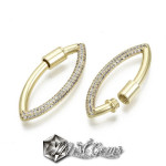 Inchizatoare statement cu filet din alama,placata cu aur 18k si cubic zirconia transparent-"Ochi de Cal"