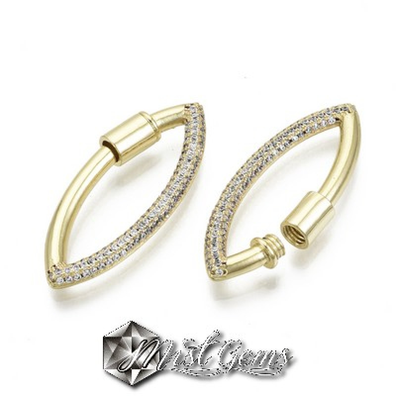 Inchizatoare statement cu filet din alama,placata cu aur 18k si cubic zirconia transparent-"Ochi de Cal"