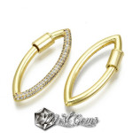 Inchizatoare statement cu filet din alama,placata cu aur 18k si cubic zirconia transparent-"Ochi de Cal"