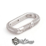 Inchizatoare cu arc placata cu cubic zirconia-inel oval argintiu