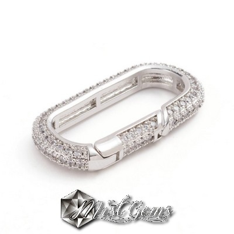 Inchizatoare cu arc placata cu cubic zirconia-inel oval argintiu