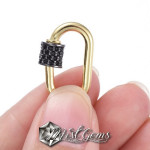 Inchizatoare cu filet placata cu cubic zirconia negru-inel oval