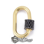 Inchizatoare cu filet placata cu cubic zirconia negru-inel oval