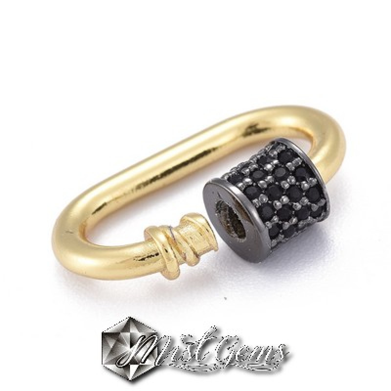 Inchizatoare cu filet placata cu cubic zirconia negru-inel oval