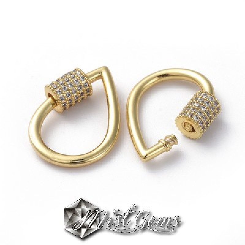 Inchizatoare lacrima, placata cu aur 18k si cubic zirconia