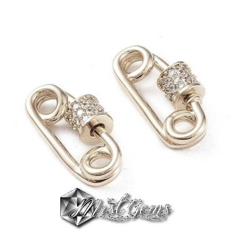 Inchizatoare cu filet argintie cu cubic zirconia-ac de siguranta