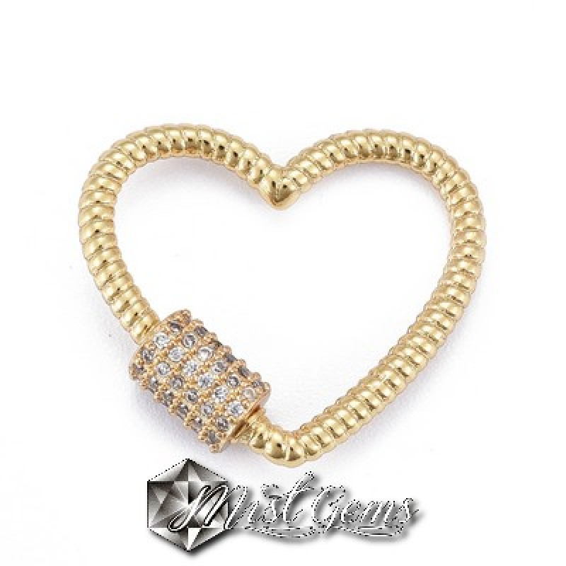 Inchizatoare cu filet ,din alama, cu cubic zirconia-inima cu striatii