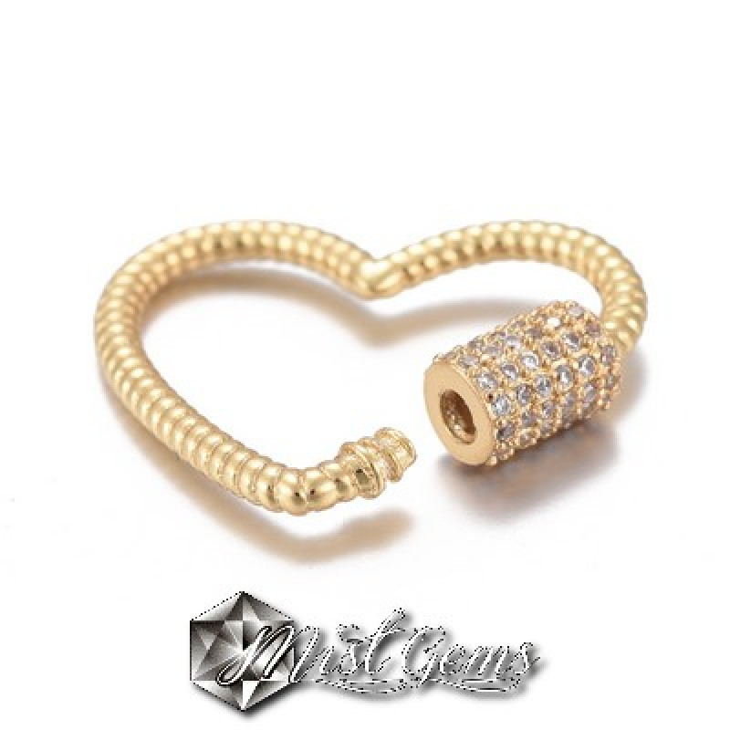 Inchizatoare cu filet ,din alama, cu cubic zirconia-inima cu striatii