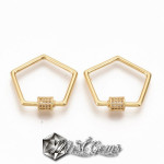 Inchizatoare  pentagon, placata cu aur 18k si cubic zirconia