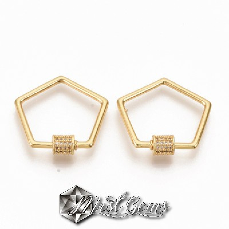 Inchizatoare  pentagon, placata cu aur 18k si cubic zirconia