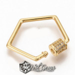 Inchizatoare  pentagon, placata cu aur 18k si cubic zirconia