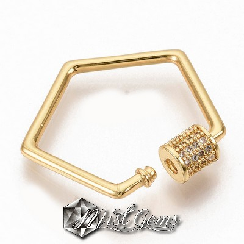 Inchizatoare  pentagon, placata cu aur 18k si cubic zirconia