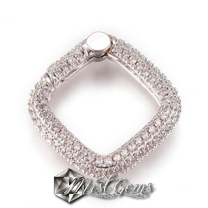 Inchizatoare cu arc,argintie, placata cu cubic zirconia-patrata