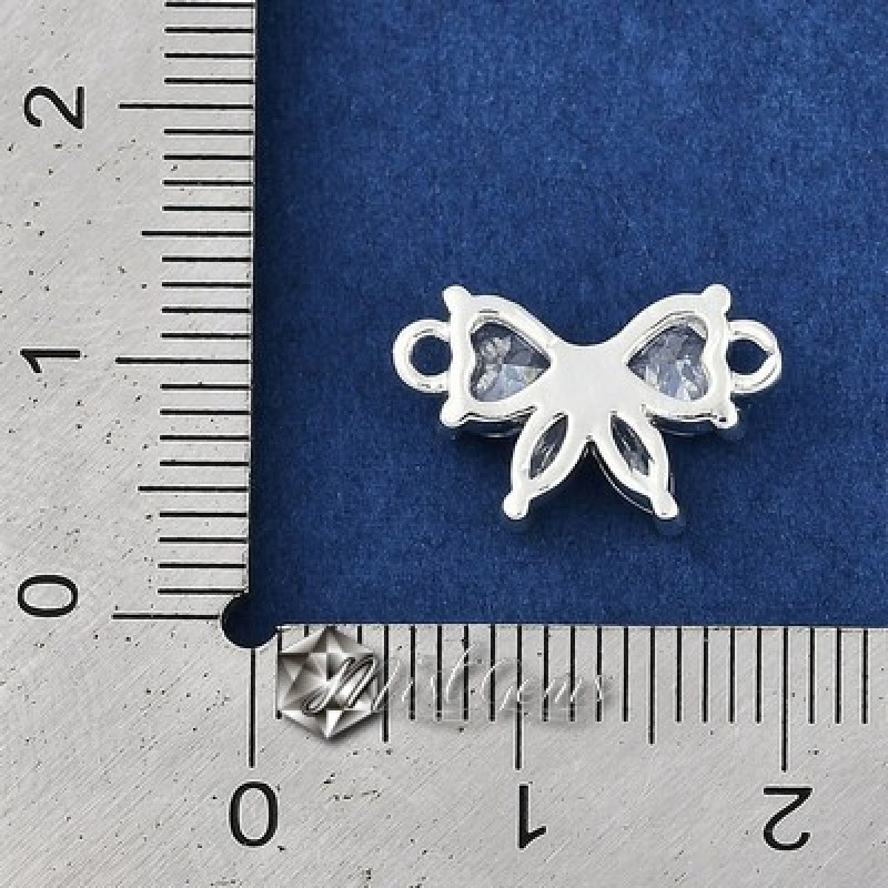 Element de Legatura,"Fluture", ornat cu Cubic Zirconia 9x15x4mm