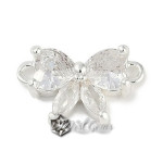 Element de Legatura,"Fluture", ornat cu Cubic Zirconia 9x15x4mm