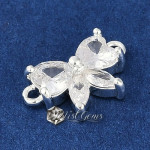 Element de Legatura,"Fluture", ornat cu Cubic Zirconia 9x15x4mm