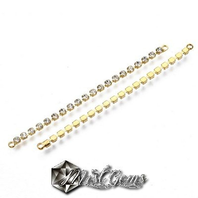 Element de legatura,cu Cubic Zirconia,in casete placate cu aur 18k-67x2x2mm-1buc