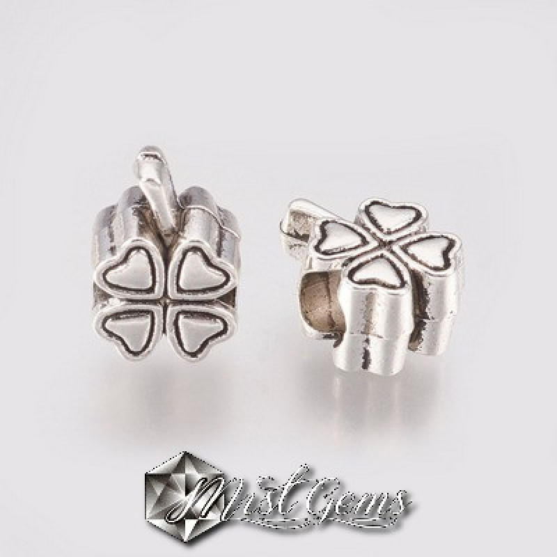 Margele Metalice cu Gaura Larga Trifoi 13x9x7mm-2 buc.