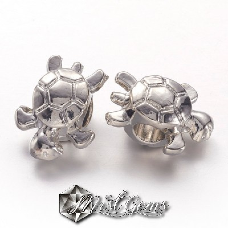 Margele Metalice cu Gaura Larga Broasca Testoasa 16.5x12.5x9mm-2buc