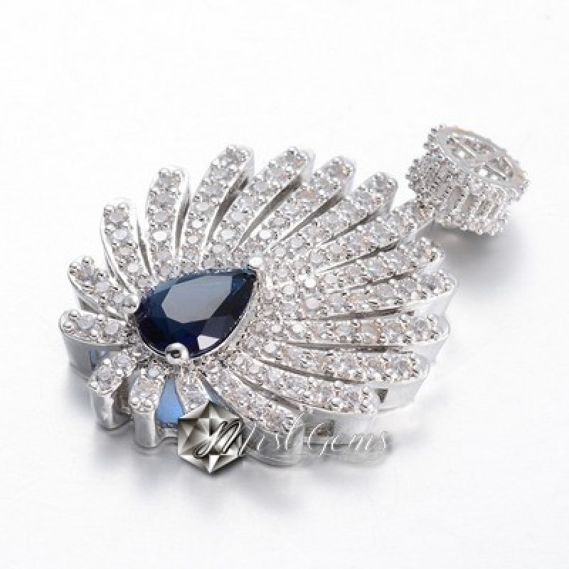 Pandantiv Statement placat cu Platina ornat cu Cubic Zirconia 47x32mm