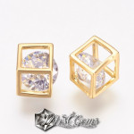 Charm Cub din Alama Placat cu Aur 18k si Cubic Zirconia-4.5mm