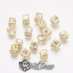 Charm Cub din Alama Placat cu Aur 18k si Cubic Zirconia-4.5mm