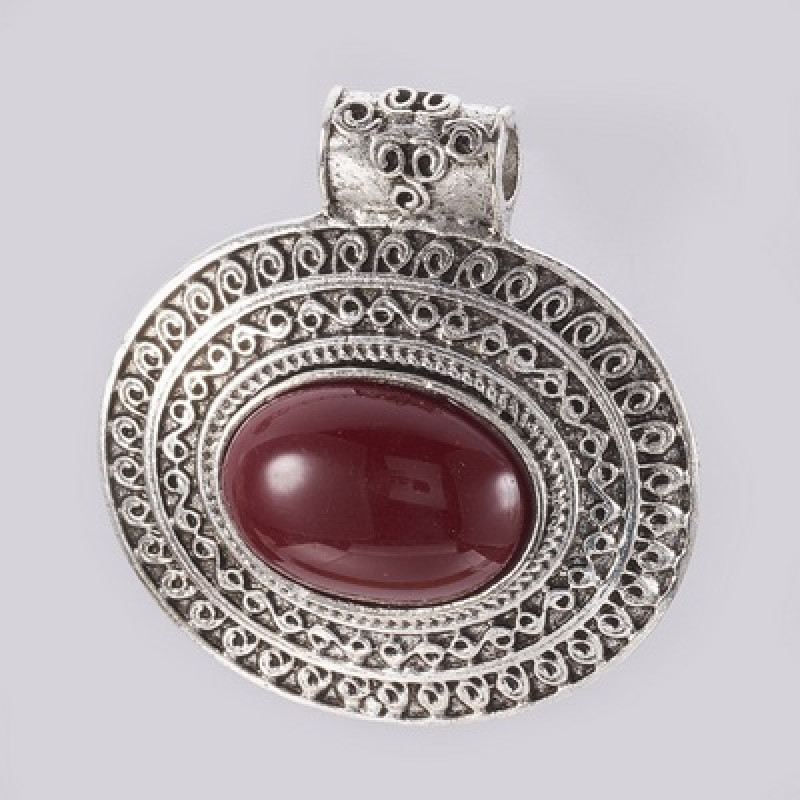 Pandantiv Oval in stil Tibetan 49x47x11mm